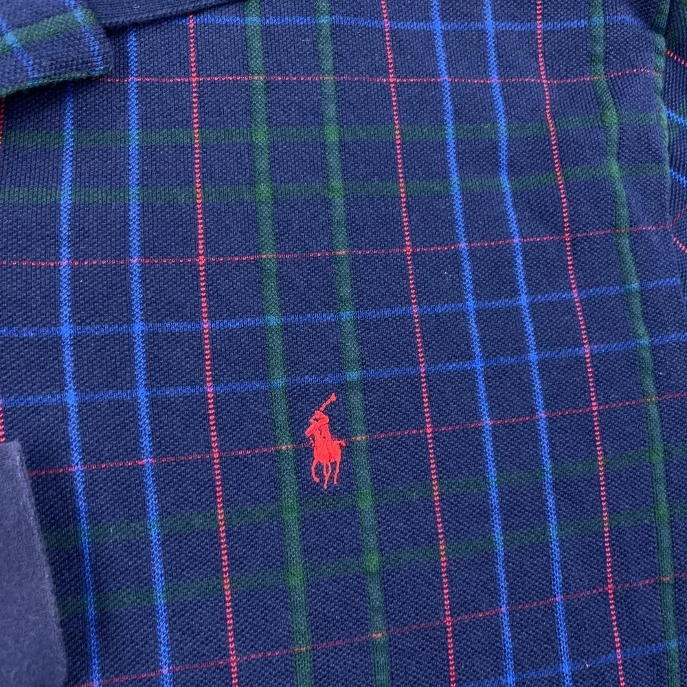 Vintage Polo Ralph Lauren Polo Shirt Men Large Blue Red Plaid Long Sleeve Rugby